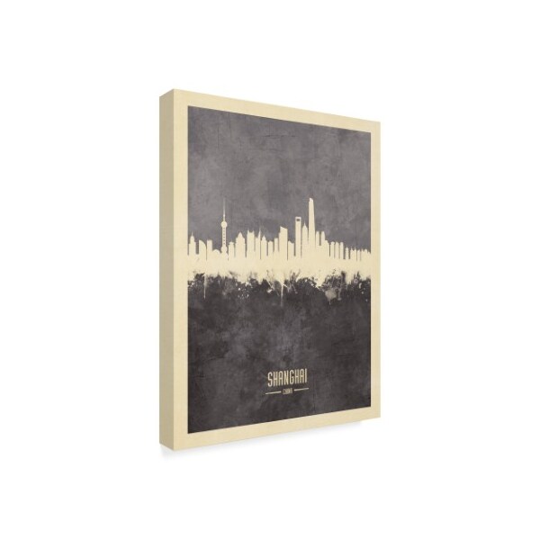 Michael Tompsett 'Shanghai China Skyline Gray' Canvas Art,18x24